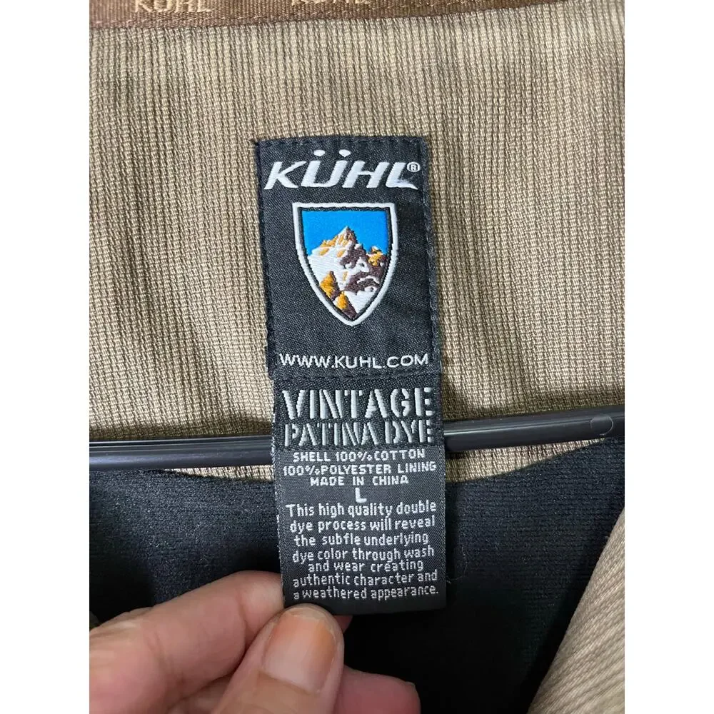KÜHL Men’s Burr Jacket Large Khaki Brown Cotton Canvas Workwear Utility Coat